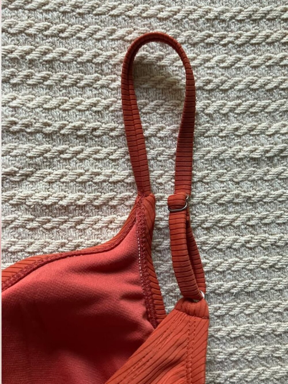 Lulus "Sunny Side" Rust Orange Ribbed One-Piece Swimsuit - Picture 6 of 8